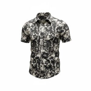H&M Monochrome Floral Men's Shirt Navy and White